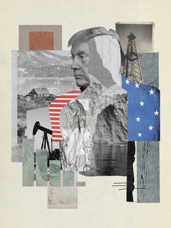 green, digital collage illustration